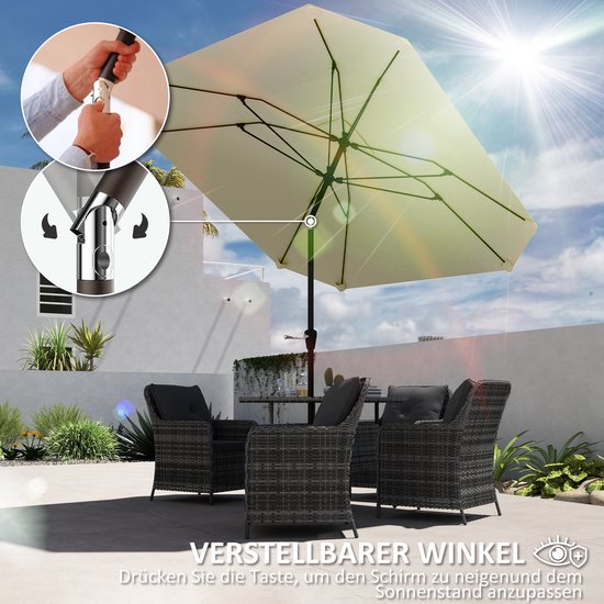 Parasol 233cm Vierkant Kantelbaar - Aluminium buis, Glasvezel
