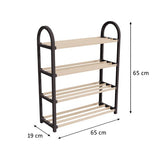 Fixwood Schoenenrek 4 Lagen – Zwart - Ruimtebesparend Schoenenkast – Modern Design – Voor 12+ Paar Schoenen – Opbergsysteem Schoenenrek Hal, Slaapkamer of Woonkamer