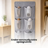 Schoenenkast Hangend - Schoenenzak 6 vakken - Opbergen van Schoenen aan Deur - Schoenenzak Grijs - Oplossing voor rondslingerende schoenen - Hoogwaardige Schoenenkast