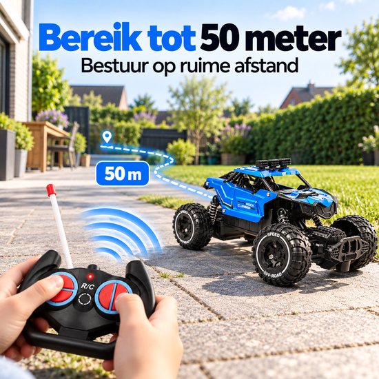 DMG Supply RC Auto - Bestuurbare Auto - Raceauto - Blauw - Binnen en Buiten - 15 km-u - Vanaf 7 Jaar