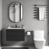 Hangende Wastafelonderkast met Wastafel Soft-Close - Zwart