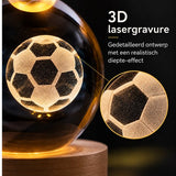 DMG Supply 3D Kristallen Bol Lamp - USB Oplaadbaar - LED Lamp - Nachtlamp - Tafellamp - Bureaulamp