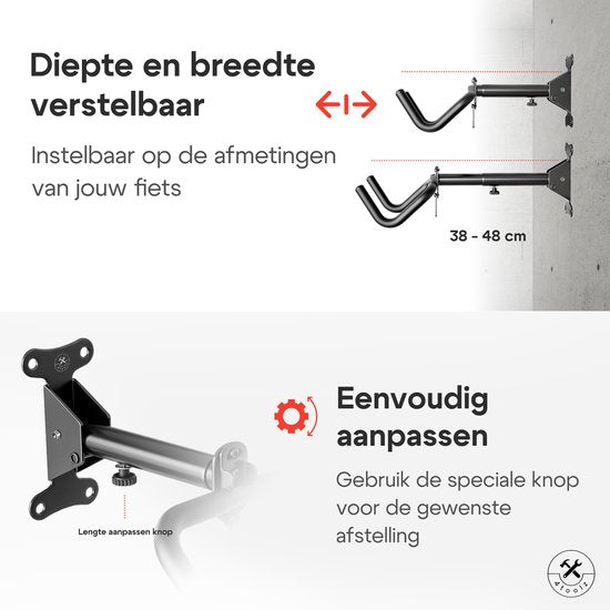 4toolz® Fiets Fiets Ophangsysteem Opklapbaar - Wandbeugel voor fiets