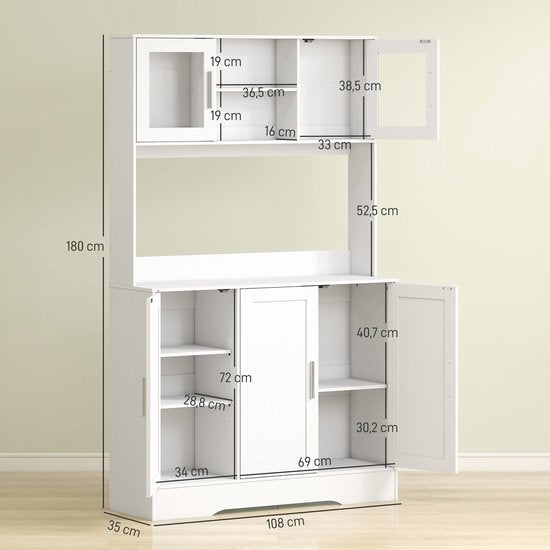Keukenkast Scandinavisch Design met Glazen Deuren - Wit