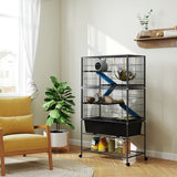 Chinchilla en Hamsterkooi met 4 Verdiepingen - 48x88x150 cm - Antraciet