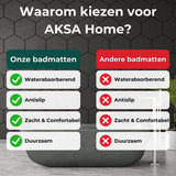 AKSA Home® Badmat 60x90 cm - Douchemat antislip - Badmat antislip - Badkamermat - Vloerkleed - Zwart