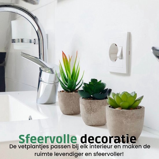 GreenDream® Mini Kunstplanten - Vetplanten in Pot 6 stuks - Cadeautip