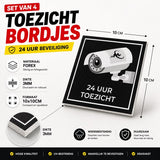 24ME® - 4 Stuks Camera bewaking bord - Zelfklevend - 10x10cm - Cameratoezicht - Camerabewaking