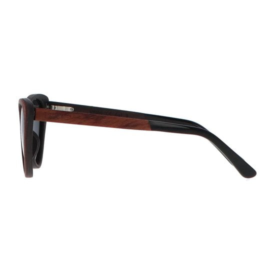5one® Cecina Cateye Grey - zonnebril met Kosso/Ebony houten montuur