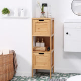 4goodz Bamboe Badkamerkast 2 lades en plank 30x30x90 cm - Bruin