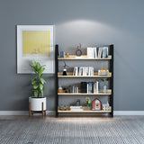 4livingz Retro Boekenkast met 4 planken 30x80x144 cm - Bruin/Zwart