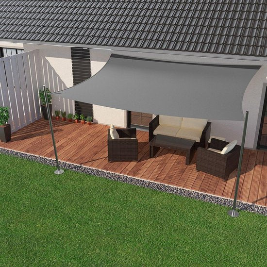 HanSe® Schaduwdoek Rechthoek Waterdoorlatend 5x7 m Zonnedoek