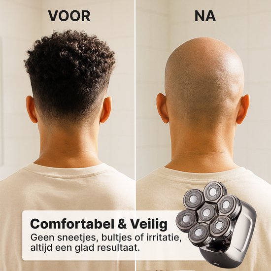 Carewat Glad Pro met extra scheerkop – 7-in-1 elektrisch scheerapparaat voor mannen – hoofd & baard scheren – nat & droog gebruik – waterdicht, draadloos en met LED display