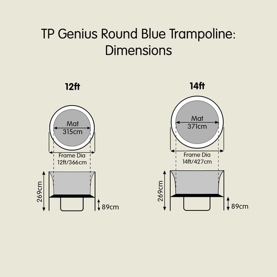 TP Toys Trampoline 427 cm Genius 14 - met veiligheidsnet - Zwart-blauw