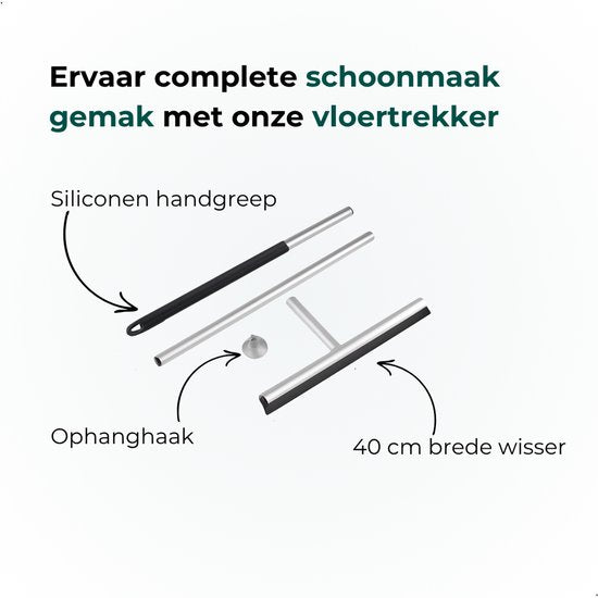 AKSA Home® Vloertrekker - Douchewisser - Trekker Douche - RVS Vloerwisser - met Steel - Zilver