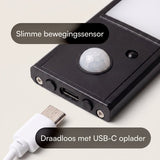 Fidali LED kastverlichting met bewegingssensor - draadloos - zwart - 2 stuks incl. bevestigingsset