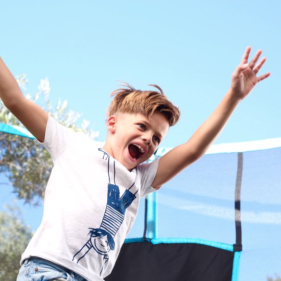 TP Toys Trampoline 365 cm Genius 12 - met veiligheidsnet - Zwart-blauw