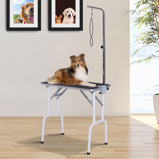 Opvouwbare Trimtafel voor Honden 81x48x80 cm met Metalen Frame Zwart