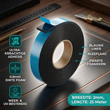 24ME® - Pakket van 5 Rollen - 25 Meter Foam Tape – 2 cm Breed – Dubbelzijdige Tape voor Montage, Klussen, Auto & Hobby