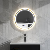 Ronde Badkamerspiegel met LED-verlichting, Badspiegel met Anti-Condensfunctie, Touchbediening, Display