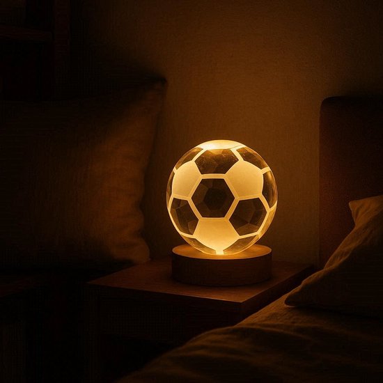 DMG Supply 3D Kristallen Bol Lamp - USB Oplaadbaar - LED Lamp - Nachtlamp - Tafellamp - Bureaulamp