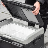 Koelbox auto 40L met LED verlichting compressor koelkast met Handgrepen Transportwielen 12/24V DC en 110-240V AC grijs