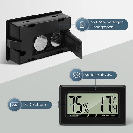 Mini Thermometer met Hygrometer - Incl - Hygrometer binnen - Thermometer binnen