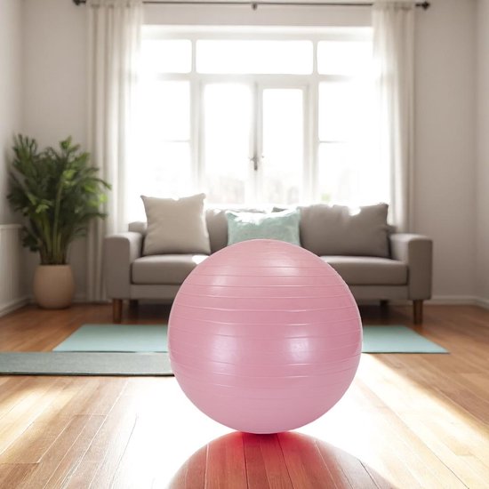 Yoga bal - Roze - inclusief pomp - Fitness bal - Zwangerschapsbal - 75 cm - Stevig & duurzaam