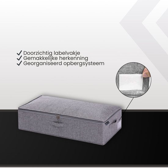 Bed Organizer met verharde bodem - 2 stuks - Ruime Opbergzakken voor Kleding en Dekbedden - Grijs - Opbergtassen voor onder je Bed