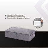 Bed Organizer met verharde bodem - 2 stuks - Ruime Opbergzakken voor Kleding en Dekbedden - Grijs - Opbergtassen voor onder je Bed