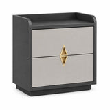 Modern nachtkastje met lade – Luxe nachtkast zwart-grijs – Nachtkastje 53 cm – Stijlvolle nachttafel voor slaapkamer
