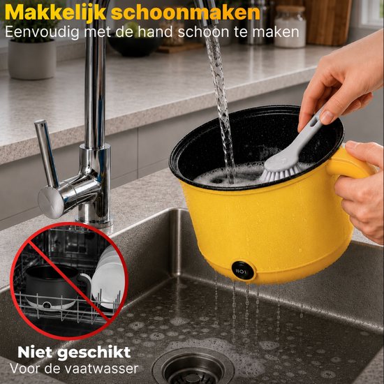 DMG Supply Noodle Pan - Geel - Elektrische Kookpan - Hotpot - Noodle Kom - 1,8 L - Multicooker