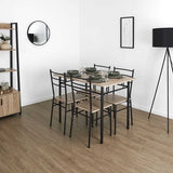 Eettafel-set Loka met 4 stoelen 110x76x70cm - Bruin/Zwart
