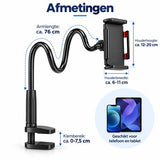 Telefoonhouder Bureau met Flexibele Arm – Telefoon- & Tablethouder met Tafelklem – 76 cm Verstelbare Arm – Voor Bed, Bureau & Tafel – Zwart