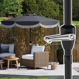 Kantelbare Parasol met Volant 269 cm doorsnede - Donkergrijs