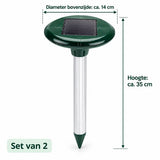 Mollenverjager op Zonne-energie – Solar Mollenverjager – Set van 2 – Voor Gazon, Tuin & Moestuin – Zonder Kabels – 35 cm