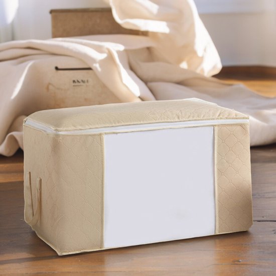 Hoogwaardige Opbergtas voor kleding - Wit - Organizer voor Dekbed - Opbergzak - Opberger voor Seizoenskleding - Zak om ruimte te besparen - Opslag voor dekbed en kleding - Bescherming voor Kleding - Oplossing voor Winterjassen