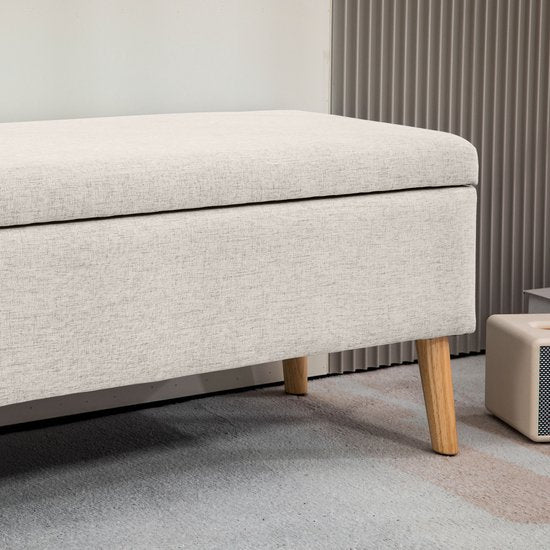 Bedbank Hocker op poten - Gestofferd - 110x39 cm - Beige