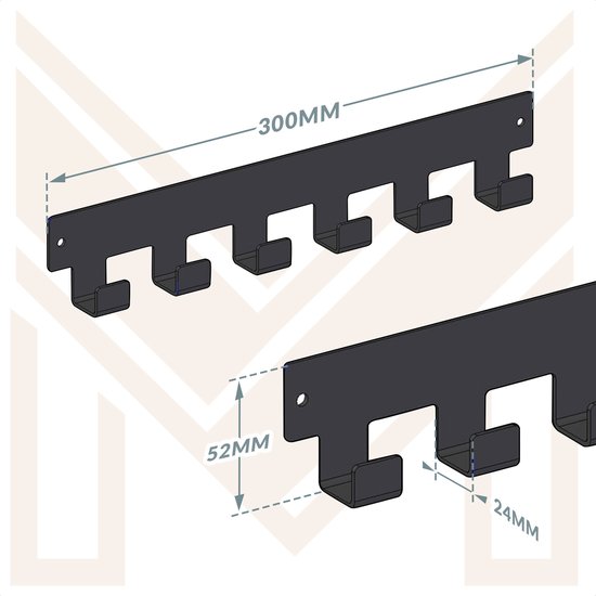 Marcellis - Industriële handdoekhaak - ophanghaak - haken - staal - incl. bevestigingsmateriaal