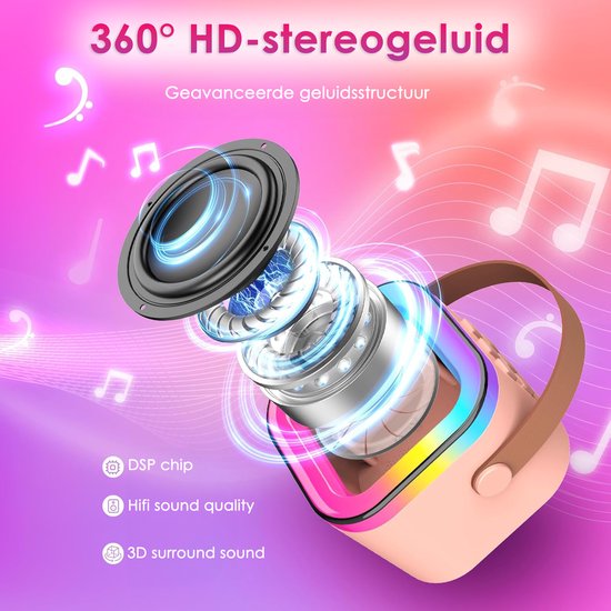 Vesfy Karaoke Set - Draadloze microfoon met Bluetooth 5.0 en LED verlichting