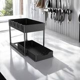Gootsteenkast Organizer - 2 laags - 76 x 34,5 x 22 cm - Keukenkast Organizer - Zwart - Uitrekbaar