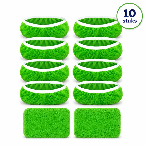 Microvezel Mop Pads Set – 10 Stuks – Vervangingsdoeken voor Vloermop – Wasbaar & Herbruikbaar – Geschikt voor Harde Vloeren – Groen