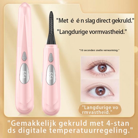 Elektrische Wimperkruller met Warmte – USB Oplaadbaar – 3 Temperatuurstanden – Langdurige Krul tot 24 Uur – Compact & Veilig