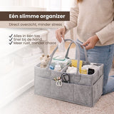 Luiertas Vilt - Grijs - Vilt - 32 x 22 x 19 cm - Luier Organizer - Draagbare Organiser met Handige Vakken - Verzorgingstas