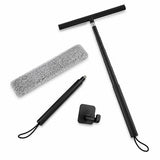 Raamwisser met Telescoopsteel - 120 cm Uitschuifbaar - Raamtrekker met Siliconen Wisser - Douchewisser - Raamwisser voor Douche, Tegels, Spiegels en Ramen - Inclusief Wandhouder & Microvezeldoek