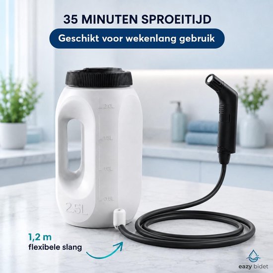 eazy bidet Draagbare Bidet - Montagevrij Bidet Voor WC - Bidet met 2,5L Watertank - Bidet Sproeier - Bidet Handdouche voor Thuis en op Reis