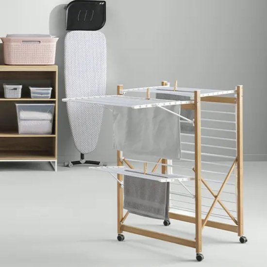 Droogrek Verrijdbaar 27 meter drooglengte Houtlook - 176x60x104 cm