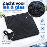 Microvezel Droogdoek Auto 60 x 40 cm - Autodroogdoek - Poetsdoek Zwart - 5 stuks