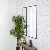 4goodz Wandspiegel Raam-Drieluik van Metaal – 75 × 115 cm – Zwart