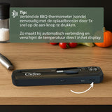Chefino Slimme Draadloze Vleesthermometer – Bluetooth 5.3 BBQ Thermometer met App – Digitale Kernthermometer voor Grillen, Braden, Oven, Inductie en BBQ – Tot 250m Bereik